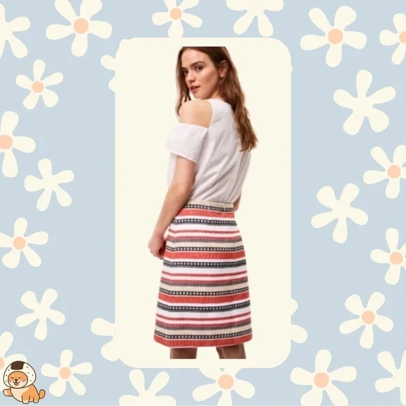 LOFT Outlet Geometric Striped Embroidered/Textured Mini Skirt, Sz 4 - Picture 1 of 8